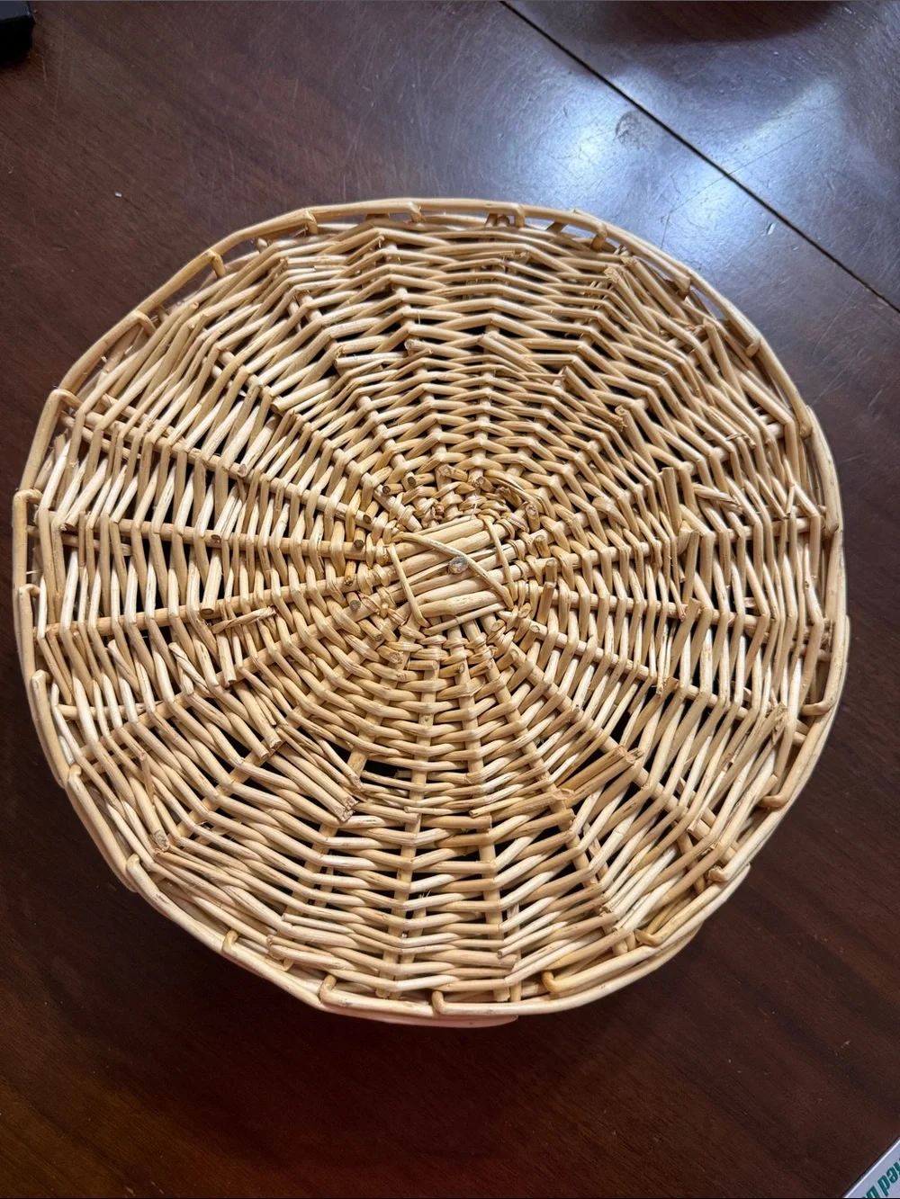 Handwoven Woven Ratton Wicker Divided Basket 12” Serving, Storage or Decorative